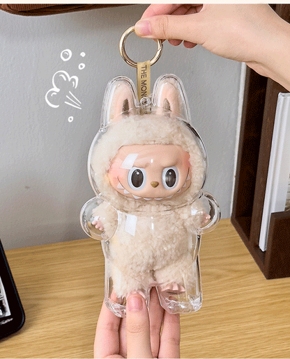 LABUBU ケース クリア カバー 汚れ防止 傷つけ防止 収納バッグ 散歩用 防塵 携帯 収納ケース 透明ケース ぬいぐるみケース らぶぶ ぬいぐるみ ケース コレクションケース ボックスバッグ お座り姿用 透明ボックス 立つ姿用 ラブブ