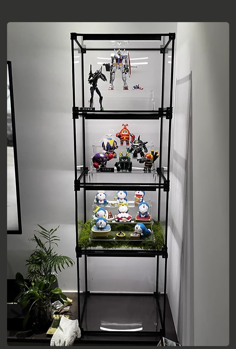 フィギュアケース 収納 アルミ製 積み重ね可能 コレクションケース 透明展示ケース コレクション ボックス クリアケース storage-016-2