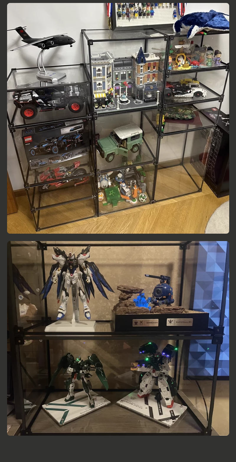 フィギュアケース 収納 アルミ製 積み重ね可能 コレクションケース 透明展示ケース コレクション ボックス クリアケース storage-016-2