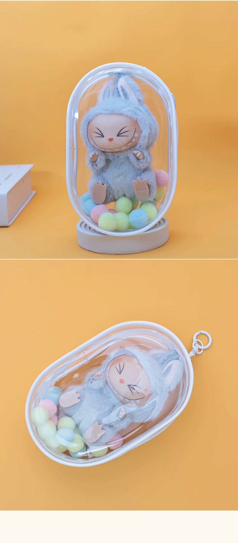 ケース ラブブ 収納バッグ LABUBU ボックスバッグ らぶぶ クリア おもちゃ用 ぬいポーチ 推し活 ぬいぐるみポーチ 痛バッグ ぬいぐるみ ポーチ 送料無料 推しぬいポーチ 透明 PVC 散歩用 防塵 携帯 収納ケース 汚れ防止 傷つけ防止 収納バッグ