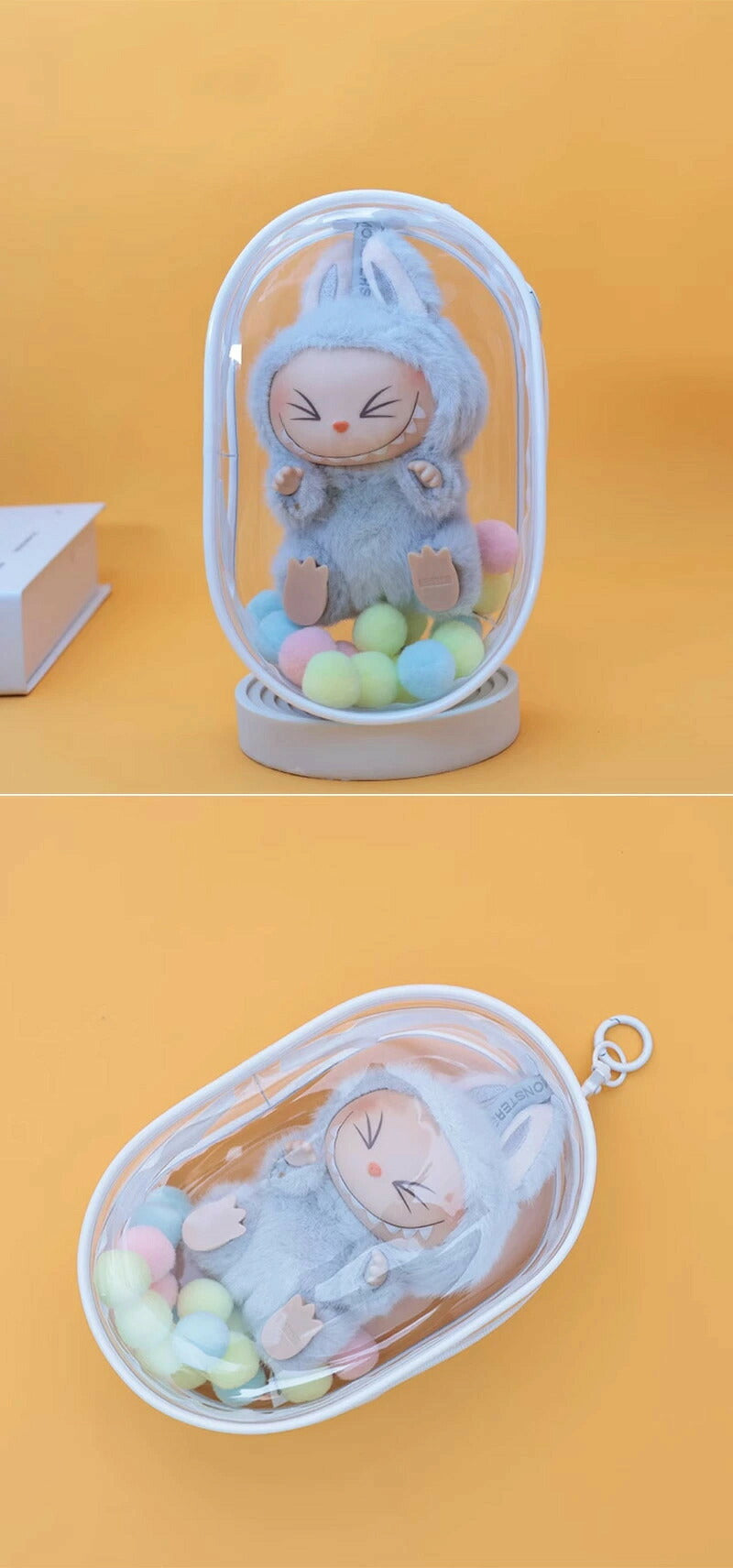 ケース ラブブ 収納バッグ LABUBU ボックスバッグ らぶぶ クリア おもちゃ用 ぬいポーチ 推し活 ぬいぐるみポーチ 痛バッグ ぬいぐるみ ポーチ 送料無料 推しぬいポーチ 透明 PVC 散歩用 防塵 携帯 収納バッグ 収納ケース 傷つけ防止 汚れ防止