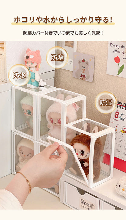 コレクションケース らぶぶ アクリル 棚 ボックス 卓上 LABUBU フィギュアケース ディスプレイケース コレクションボード ラブブ 展示ケース 飾り棚 透明 扉付き スタッキング おしゃれ クリア 人形 コレクション 積み重ね 汚れ防止 傷つけ防止  防塵  収納 透明ボックス