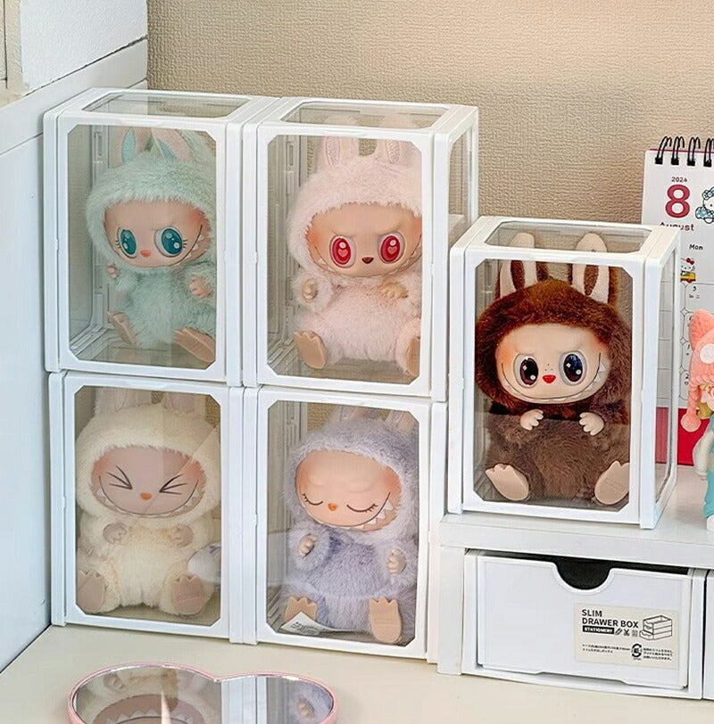 コレクションケース らぶぶ アクリル 棚 ボックス 卓上 LABUBU フィギュアケース ディスプレイケース コレクションボード ラブブ 展示ケース 飾り棚 透明 扉付き スタッキング おしゃれ クリア 人形 コレクション 積み重ね 汚れ防止 傷つけ防止  防塵  収納 透明ボックス