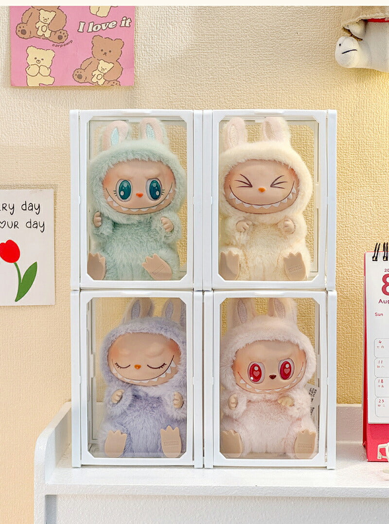 コレクションケース らぶぶ アクリル 棚 ボックス 卓上 LABUBU フィギュアケース ディスプレイケース コレクションボード ラブブ 展示ケース 飾り棚 透明 扉付き スタッキング おしゃれ クリア 人形 コレクション 積み重ね 汚れ防止 傷つけ防止  防塵  収納 透明ボックス