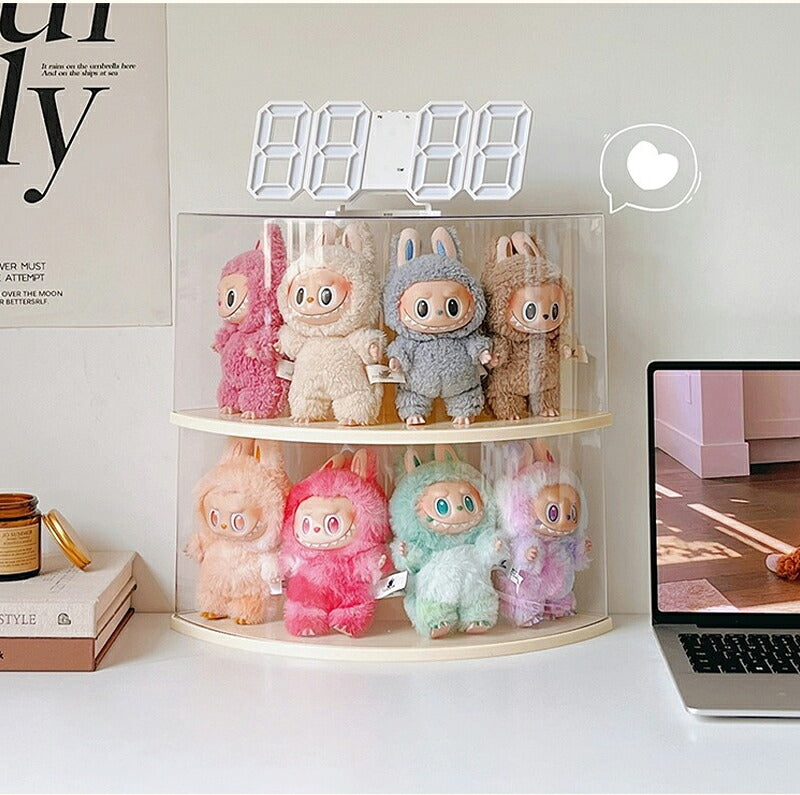 ぬいぐるみ用 収納ケース コーナー収納 ラブブ フィギュアケース らぶぶ クリ LABUBU ディスプレイボックス  カバー 保護ケース 汚れ防止 防塵 傷つけ防止 透明ケース ショーケース フィギュア 卓上 収納 人形 積み重ね可能 省スペース