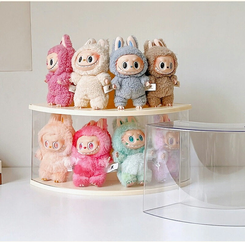 ぬいぐるみ用 収納ケース コーナー収納 ラブブ フィギュアケース らぶぶ クリ LABUBU ディスプレイボックス  カバー 保護ケース 汚れ防止 防塵 傷つけ防止 透明ケース ショーケース フィギュア 卓上 収納 人形 積み重ね可能 省スペース