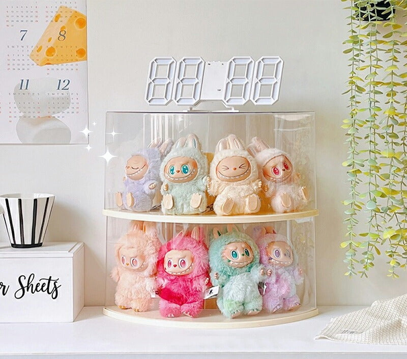 ぬいぐるみ用 収納ケース コーナー収納 ラブブ フィギュアケース らぶぶ クリ LABUBU ディスプレイボックス  カバー 保護ケース 汚れ防止 防塵 傷つけ防止 透明ケース ショーケース フィギュア 卓上 収納 人形 積み重ね可能 省スペース