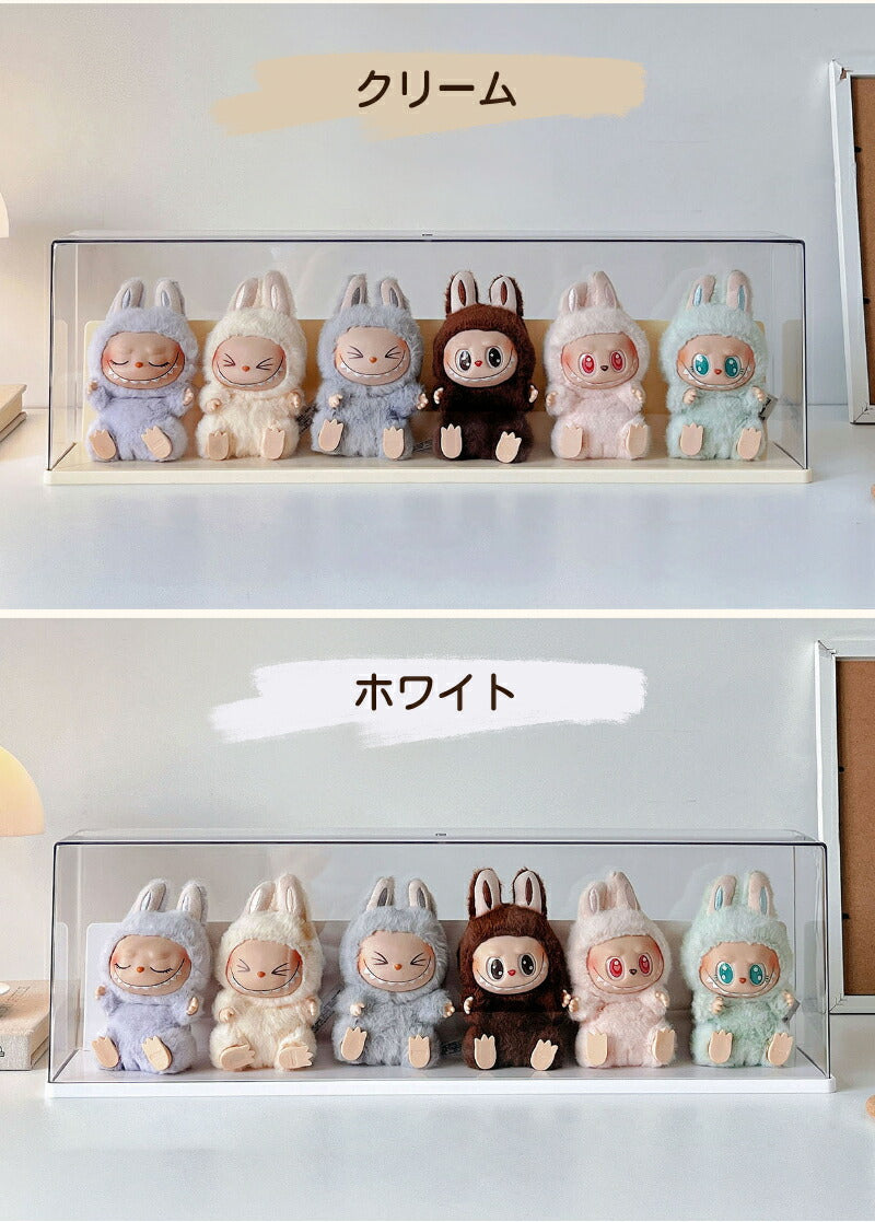 ぬいぐるみ用 収納ケース コーナー収納 ラブブ フィギュアケース らぶぶ クリア 透明LABUBU ディスプレイボックス  保護ケース 汚れ防止 防塵 傷つけ防止 透明ケース ショーケース フィギュア 卓上 収納 人形 積み重ね可能 省スペース
