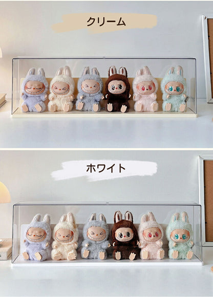 ぬいぐるみ用 収納ケース コーナー収納 ラブブ フィギュアケース らぶぶ クリア 透明LABUBU ディスプレイボックス 保護ケース 汚れ防止 防塵 傷つけ防止 透明ケース ショーケース フィギュア 卓上 収納 人形 積み重ね可能 省スペース