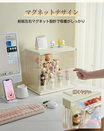 コレクションケース アクリル 棚 ボックス ブロック付き 卓上 フィギュアケース ディスプレイケース  コレクションボード 送料無料 飾り棚 透明 扉付き ラック スタッキング おしゃれ クリア マグネット 人形 コレクション 積み重ね