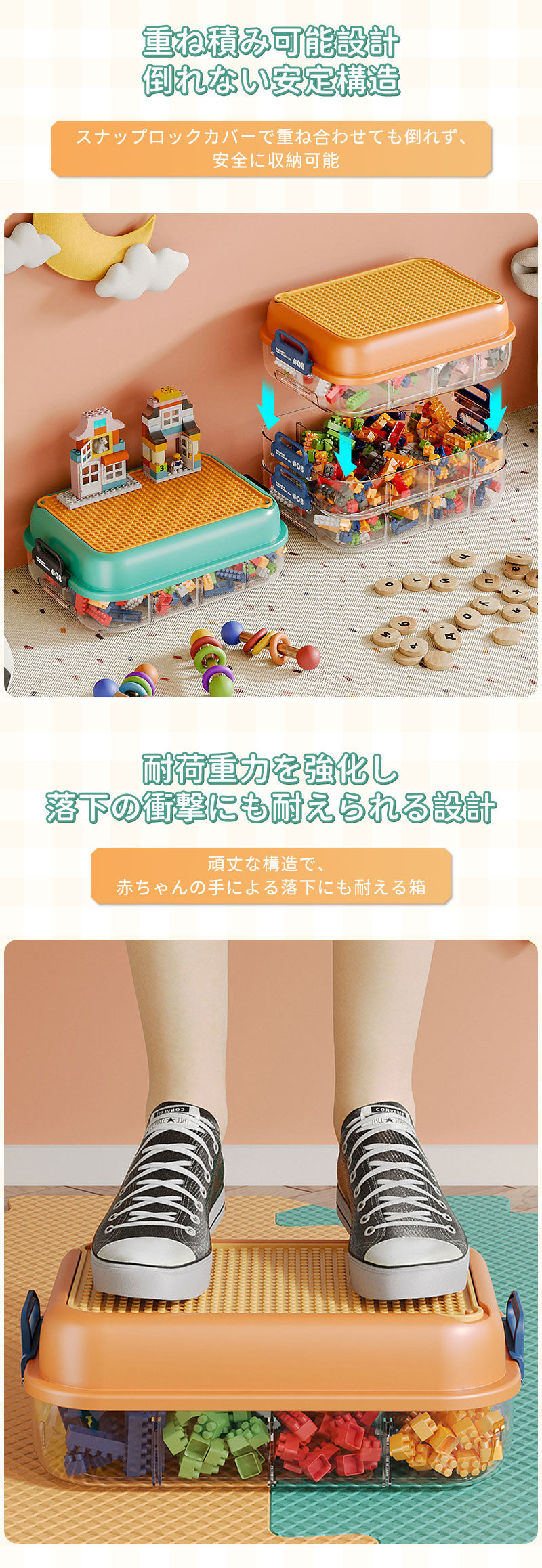 ブロック収納ボックス 収納 ケース おもちゃ箱 子供用 レゴ ブロック 積み重ね かたづけ 収納ボックス 収納ケース 仕切り 蓋付き キッズ 大容量 子供 ビルディングブロック 多機能 ブロックスーツケース おもちゃ収納 頑丈 見せる収納