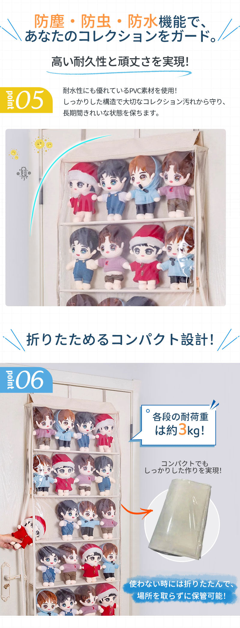 収納ボックス ディスプレ ぬいぐるみ 収納  イウォールポケット ぬいぐるみウォールポケット 大容量  クリアタイプ コレクション 見せる収納 小物 ドア掛け収納式ポケット ウォールハンガー ウォールボックス 4段 5段 6段 10段