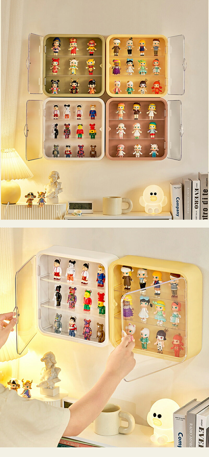 コレクションケース アクリル 棚 卓上 フィギュアケース 積み重ね フィギュア おしゃれ クリア ミニカー ディスプレイケース 小型 透明 扉付き 収納ボックス マグネット式 人形 クリスマス 新年 プレゼント