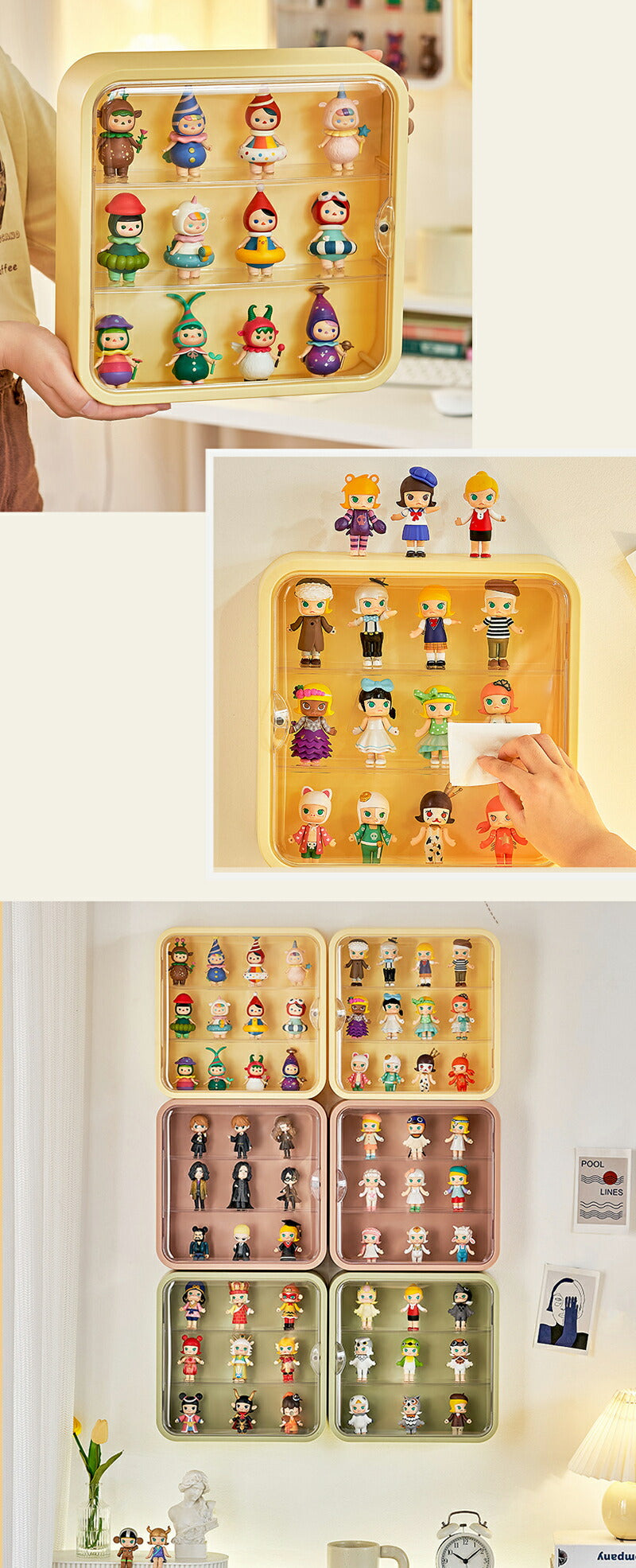 コレクションケース アクリル 棚 卓上 フィギュアケース 積み重ね フィギュア おしゃれ クリア ミニカー ディスプレイケース 小型 透明 扉付き 収納ボックス マグネット式 人形 クリスマス 新年 プレゼント