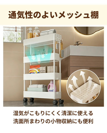 キッチンワゴン キャスター付き 収納ラック スリム 隙間収納 奥行13/18/22cm 高さ調節 3段 4段 キッチンラック 炊飯器ラック スライド棚 サイドワゴン 隙間ラック ペットボトルラック ベビーワゴン ランドリーワゴン 白 黒 おしゃれ 省スペース