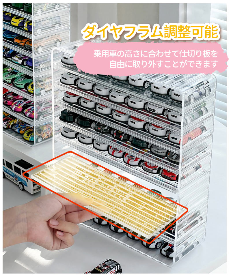ミニカー 収納 ミニカーケース ミニカーディスプレイ 扉なし トミカ 収納 コレクションケース ロングミニカー おもちゃ ショーケース 卓上 置き型 ホットウィstorage-0144