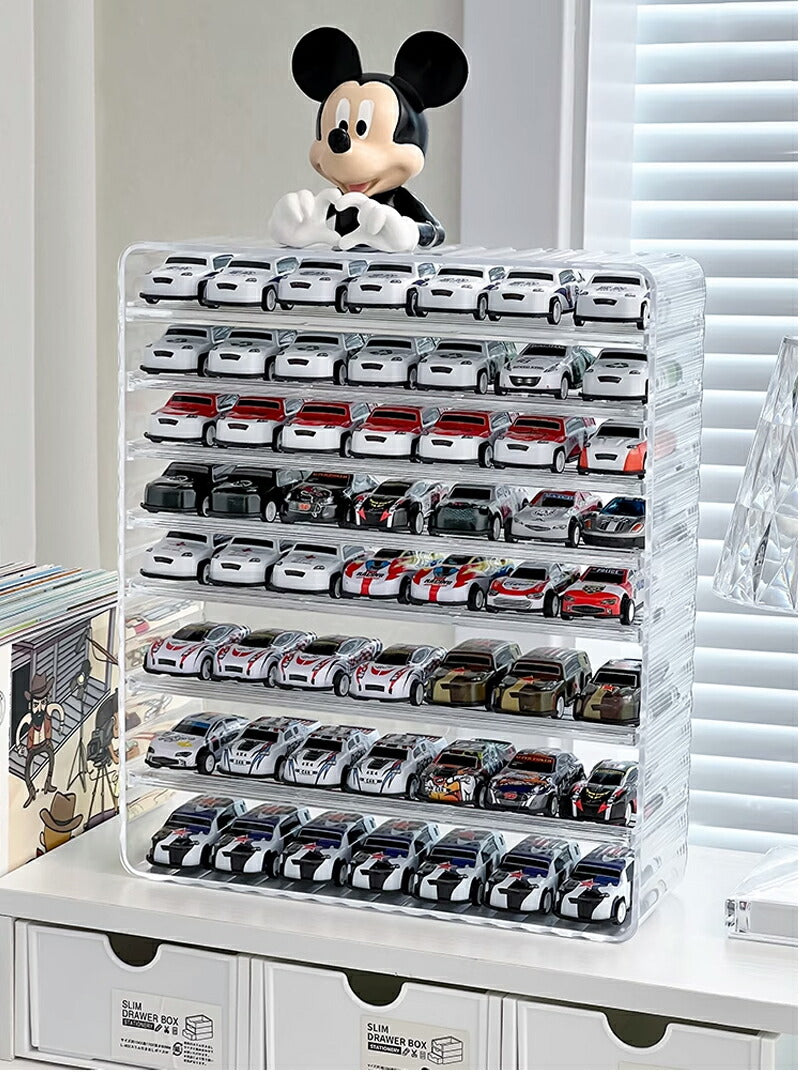 ミニカー 収納 ミニカーケース ミニカーディスプレイ 扉なし トミカ 収納 コレクションケース ロングミニカー おもちゃ ショーケース 卓上 置き型 ホットウィstorage-0144
