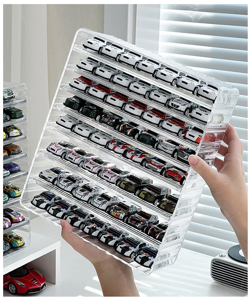 ミニカー 収納 ミニカーケース ミニカーディスプレイ 扉なし トミカ 収納 コレクションケース ロングミニカー おもちゃ ショーケース 卓上 置き型 ホットウィstorage-0144