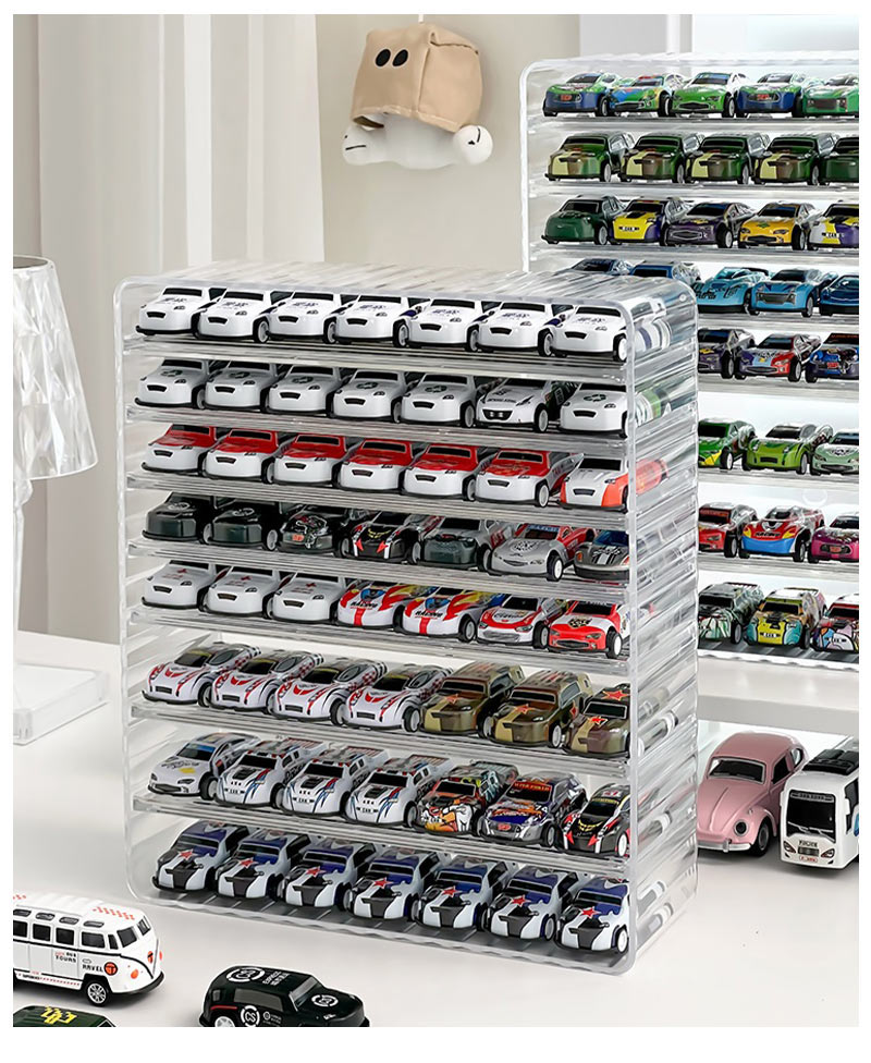 ミニカー 収納 ミニカーケース ミニカーディスプレイ 扉なし トミカ 収納 コレクションケース ロングミニカー おもちゃ ショーケース 卓上 置き型 ホットウィstorage-0144