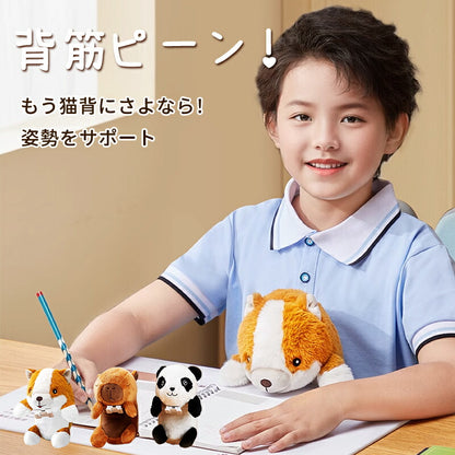 ぬいぐるみ 猫背矯正 かわいい 姿勢改善 姿勢 猫背   疲れ軽減 サポート デスク オフィス 学校 背筋 デスクワーク どうぶつ  塾 机 お腹 おなか 挟むsupport-01