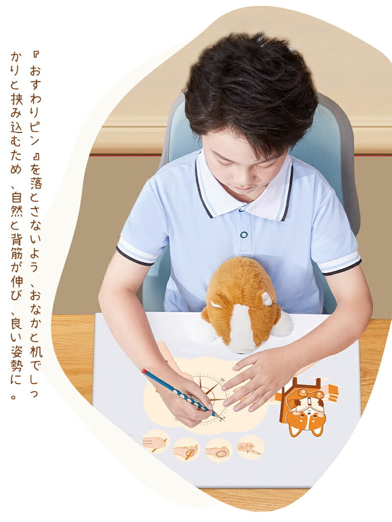 ぬいぐるみ 猫背矯正 かわいい 姿勢改善 姿勢 猫背   疲れ軽減 サポート デスク オフィス 学校 背筋 デスクワーク どうぶつ  塾 机 お腹 おなか 挟むsupport-01