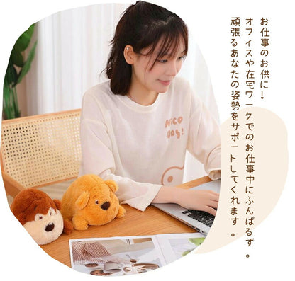 ぬいぐるみ 猫背矯正 かわいい 姿勢 猫背 姿勢改善 疲れ軽減 サポート デスク オフィス 学校 背筋 デスクワーク どうぶつ 塾 机 お腹 おなか  はさむ クッション 癒し もふもふ  挟む