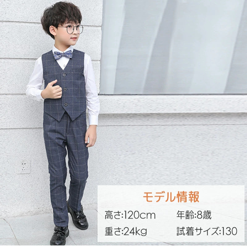 子供 スーツ 男の子 フォーマルスーツ 子供服 男の子スーツ 5点セット スーツ チェック柄 入学式 卒業式 高校生 小学生 中学生 紳士服 キッズ フォーマル おしゃれ 無地 ブローチ 通気性 肩パッド付き こどもスーツ 高級感 長袖 キッズスーツ