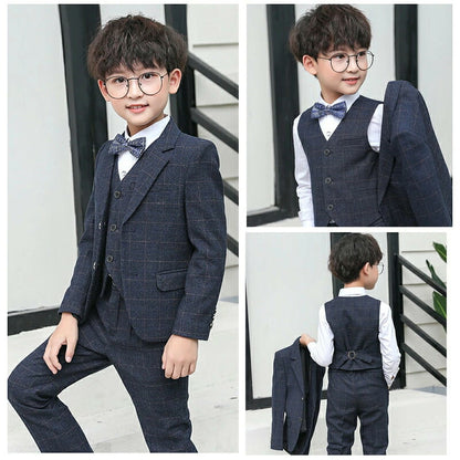 子供 スーツ 男の子 フォーマルスーツ 子供服 男の子スーツ 5点セット スーツ チェック柄 入学式 卒業式 高校生 小学生 中学生 紳士服 キッズ フォーマル おしゃれ 無地 ブローチ 通気性 肩パッド付き こどもスーツ 高級感 長袖 キッズスーツ