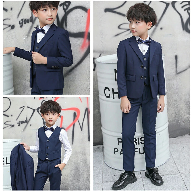 子供 スーツ 男の子 フォーマルスーツ 子供服 男の子スーツ 5点セット スーツ チェック柄 入学式 卒業式 高校生 小学生 中学生 紳士服 キッズ フォーマル おしゃれ 無地 ブローチ 通気性 肩パッド付き こどもスーツ 高級感 長袖 キッズスーツ