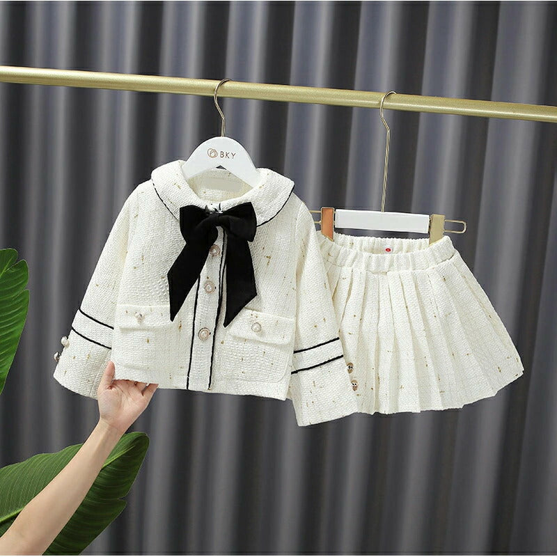 入学式 スーツ 女の子 2点セット 卒業式 女の子 スーツ フォーマル 子どもドレス ピアノ発表会 ワンピース ジュニア 長袖 白 音楽会 小学生 子供 ジャケット スカート スカート キッズ 上品 可愛い  紫