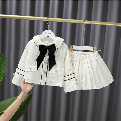 入学式 スーツ 女の子 2点セット 卒業式 女の子 スーツ フォーマル 子どもドレス ピアノ発表会 ワンピース ジュニア 長袖 白 音楽会 小学生 子供 ジャケット スカート スカート キッズ 上品 可愛い  紫