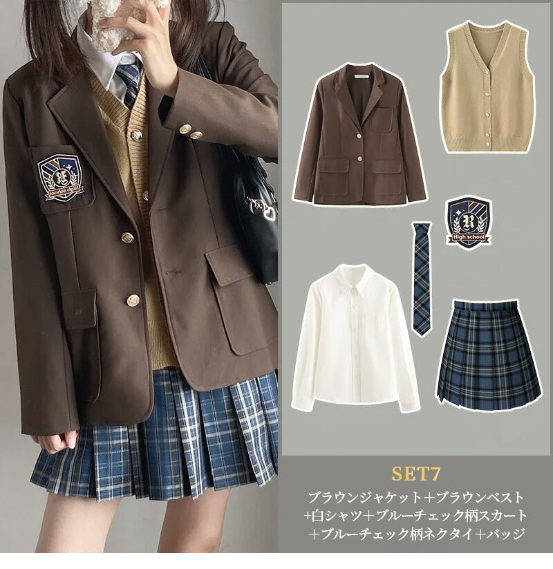 【最大1000円クーポン+P5倍★19日 20時~】スーツ 女の子 6点セット セット 制服 中学生 卒業式 フォーマル 女の子スーツ ベスト付 JK制服 ブレsutu-012