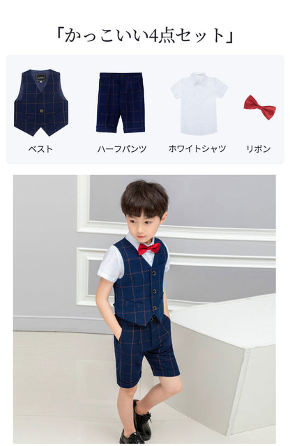フォーマル 夏 スーツ 男の子 半袖シャツ 90 110 130 140 150 子供スーツ 発表会 4点セット 結婚式 半ズボン 保育園 入学式 入園式 超お得 子供 ハープパンツ 七五三 ネクタイキッズ ジュニア 紳士服 ピアノ 演出服 保育所 退所式 誕生日 100 120 160 170cm 卒園式