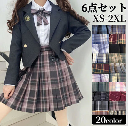 卒業式 スーツ 女の子 6点セット フォーマルスーツ 入学式 子供スーツ jk制服 入学式スーツ 高校生 小学生 中学生 女子高生 キッズ ジャケット ブラウス スーツセット チェックスカート フォーマル 制服 大きいサイズ スカート リボン