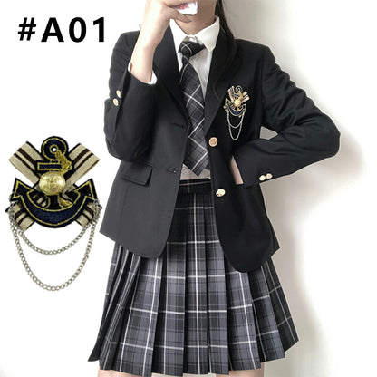入学式 卒業式 スーツ 女の子 6点セット小学生 子供服 中学生 高校生 大きいサイズ ジャケット お受験 卒業式服  発表会 ブラウス スカート リボン エンブレム フォーマルスーツ 卒服 ジュニアスーツ ブラックフォーマル