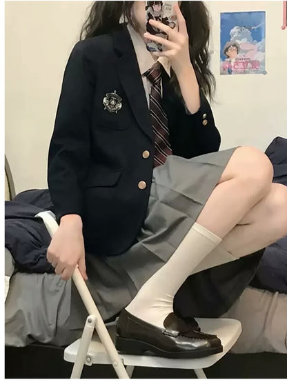 卒業式 スーツ 女の子 5点セット フォーマルスーツ スーツ女の子 子供スーツ キッズスーツ jk制服 子供服 高校生 小学生 小学校 女子高生 入学式 ジャケット スカート リボン ブラウス 中学生 XS S M L XL XXL 150 160 165 韓国風