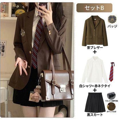 卒業式 スーツ 女の子 5点セット フォーマルスーツ スーツ女の子 子供スーツ キッズスーツ jk制服 子供服 高校生 小学生 小学校 女子高生 入学式 ジャケット スカート リボン ブラウス 中学生 XS S M L XL XXL 150 160 165 韓国風