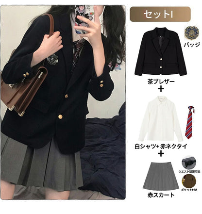 卒業式 スーツ 女の子 5点セット フォーマルスーツ スーツ女の子 子供スーツ キッズスーツ jk制服 子供服 高校生 小学生 小学校 女子高生 入学式 ジャケット スカート リボン ブラウス 中学生 XS S M L XL XXL 150 160 165 韓国風