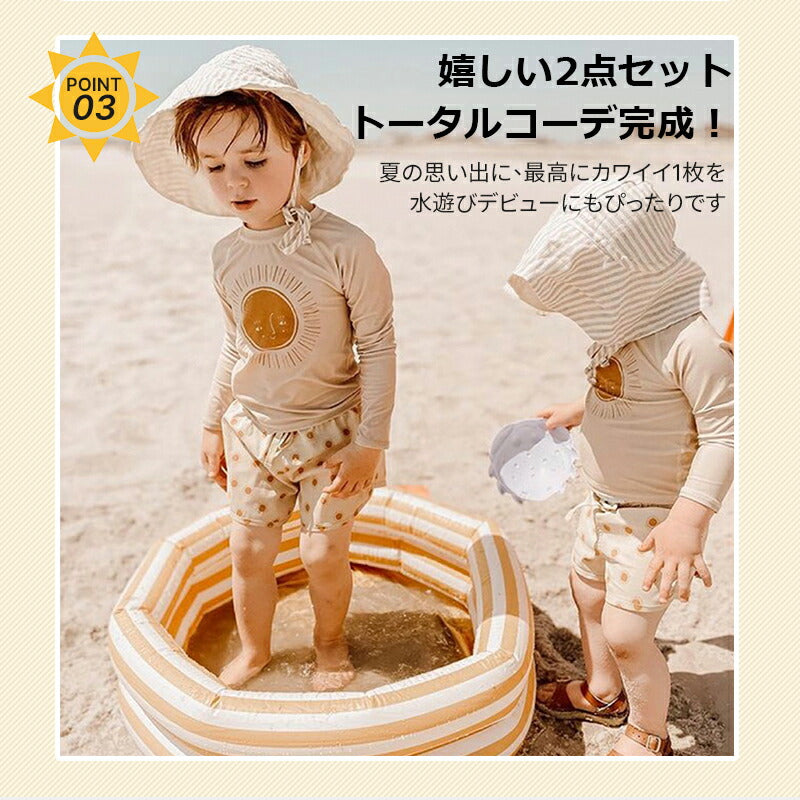 水着 ベビー 男の子 ラッシュガード スイムウェア 子供 セットアップ みずぎ スクール水着 こども 水遊び スイミング セパレート 可愛い かわいい 子ども用copysku-90