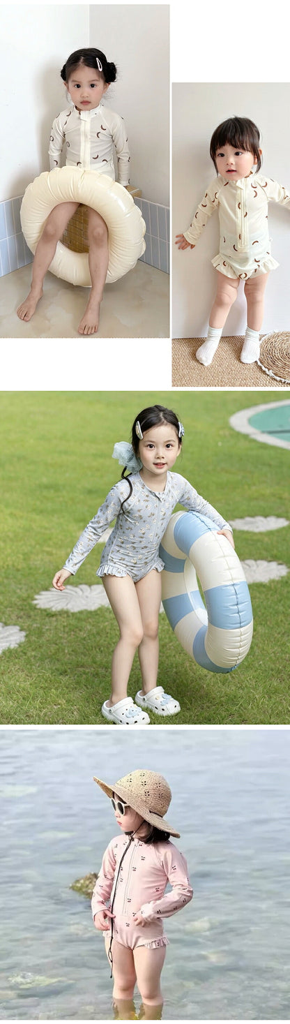 水着 女の子 ベビー水着 半袖 ロンパース キャップ付き キッズ水着 2点セット 子供水着 オールインワン つなぎ UVカット UPF50+ ベビー キッズ 女児 子供用 ガールズ 80～130 保育園 水遊び 幼稚園 プール 海水浴 日焼け対策