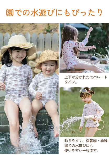 水着 女の子 ベビー水着 半袖 ロンパース キャップ付き キッズ水着 2点セット 子供水着 オールインワン つなぎ UVカット UPF50+ ベビー キッズ 女児 子供用 ガールズ 80～130 保育園 水遊び 幼稚園 プール 海水浴 日焼け対策
