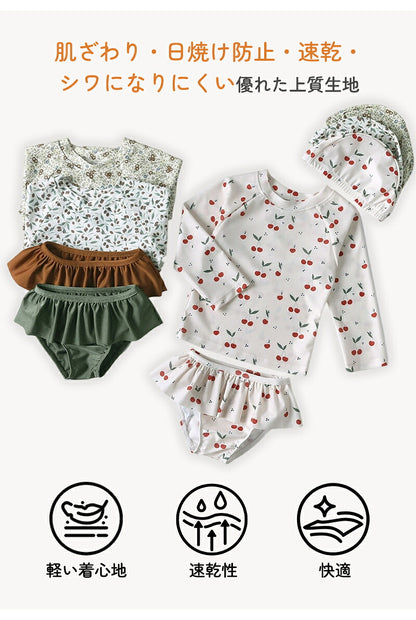 水着 女の子 ベビー水着 半袖 ロンパース キャップ付き キッズ水着 2点セット 子供水着 オールインワン つなぎ UVカット UPF50+ ベビー キッズ 女児 子供用 ガールズ 80～130 保育園 水遊び 幼稚園 プール 海水浴 日焼け対策
