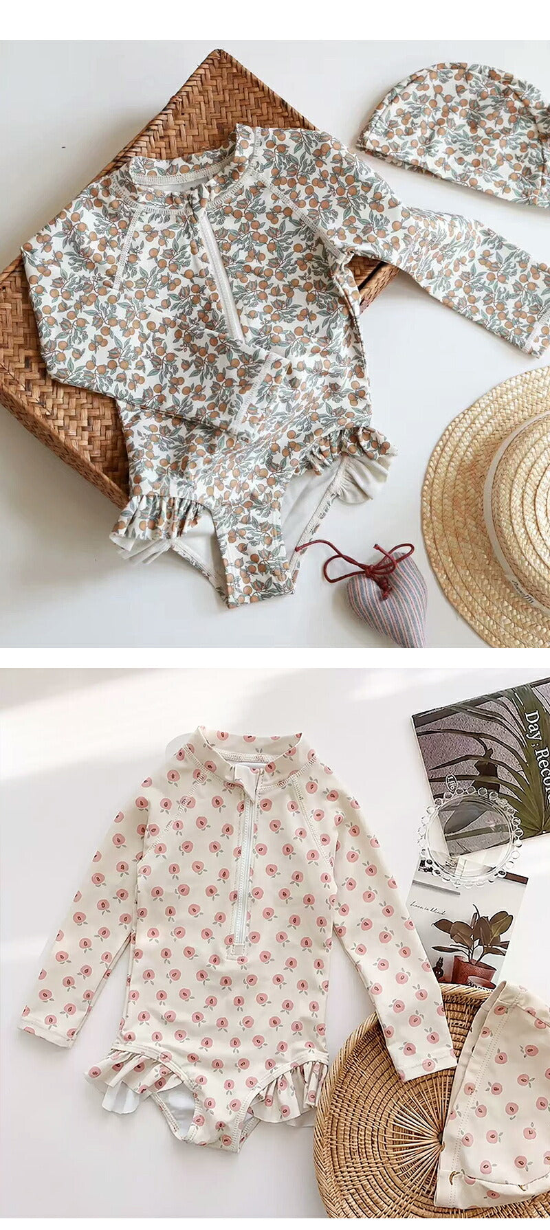 水着 女の子 ベビー水着 半袖 ロンパース キャップ付き キッズ水着 2点セット 子供水着 オールインワン つなぎ UVカット UPF50+ ベビー キッズ 女児 子供用 ガールズ 80～130 保育園 水遊び 幼稚園 プール 海水浴 日焼け対策