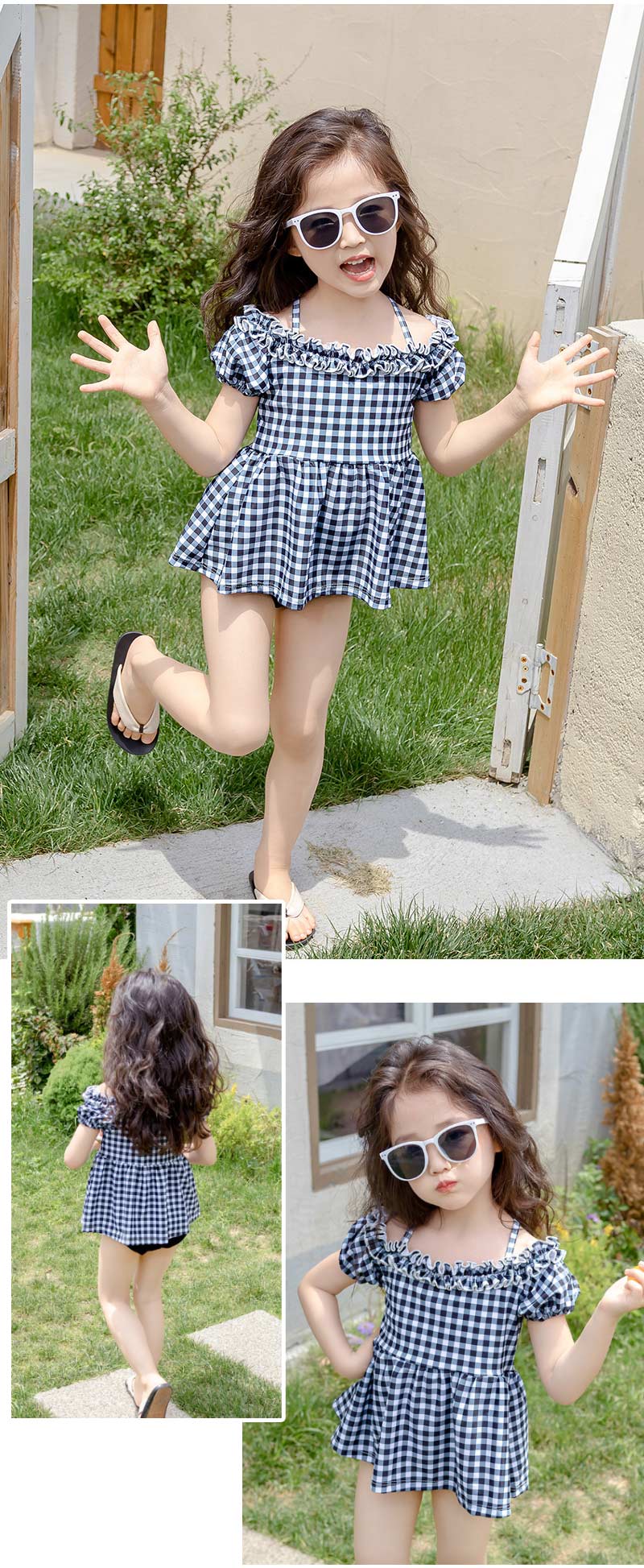 女の子 水着 セパレート フリル キッズ セット水着 オフショルダー アジャスター  水着セット 子供 かわいい 3点セット パフスリーブ スイムキャップ 日焼け対策 半袖 ハート 2歳 3歳 90 100 110 120  130 黒 130cm 100cm セパレート水着