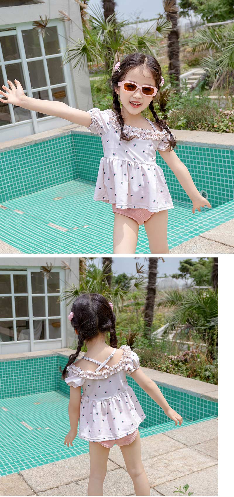 女の子 水着 セパレート フリル キッズ セット水着 オフショルダー アジャスター  水着セット 子供 かわいい 3点セット パフスリーブ スイムキャップ 日焼け対策 半袖 ハート 2歳 3歳 90 100 110 120  130 黒 130cm 100cm セパレート水着
