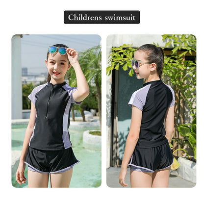 水着 女の子 小学生 セパレート 2点 セット トップス 半袖 ショートパンツ スカート スクール水着 可愛い キッズ水着 子供 キッズ ジュニア ガールズ 中学生 高校生 女子 ラッシュガード  プール体型カバー 140cm/150cm/160cm/170cm