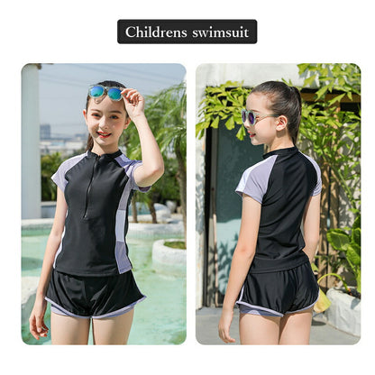 水着 女の子 小学生 セパレート 2点 セット トップス 半袖 ショートパンツ スカート スクール水着 可愛い キッズ水着 子供 キッズ ジュニア ガールズ 中学生 高校生 女子 ラッシュガード  プール体型カバー 140cm/150cm/160cm/170cm