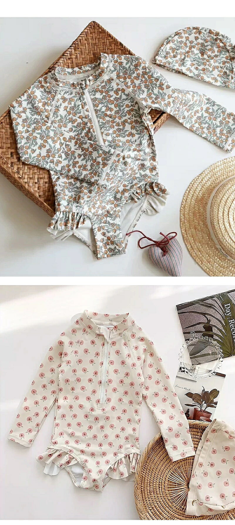 水着 女の子 ベビー水着 半袖 ロンパース キャップ付き キッズ水着 2点セット 子供水着 オールインワン つなぎ UVカット UPF50+ ベビー キッズ 女児 子供用 ガールズ 80～130 保育園 水遊び 幼稚園 プール 海水浴 日焼け対策