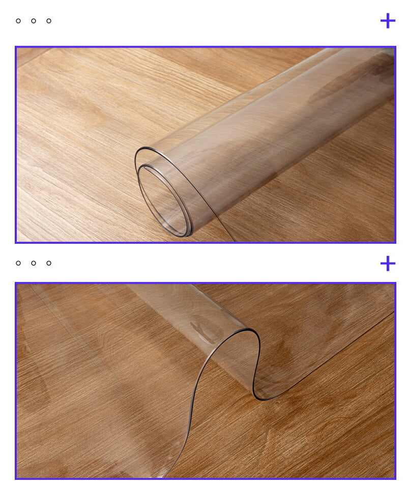 テーブルマット オーダーカット 透明 つや消し 2.0mm 傷防止 PVC エンボス加工 角丸加工 テーブルクロス ビニーtablemat-002