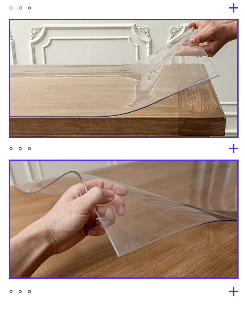 テーブルマット オーダーカット 透明 つや消し 2.0mm 傷防止 PVC エンボス加工 角丸加工 テーブルクロス ビニーtablemat-002